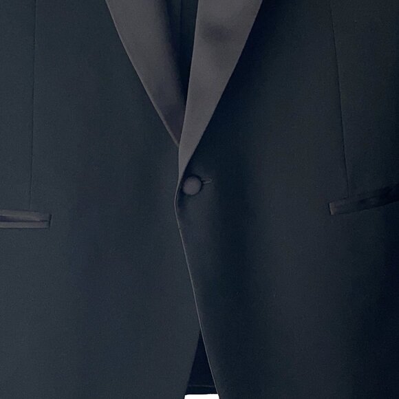 Sandini “Viceroy” Black Tuxedo Satin Notch Lapel Jacket R46 Pants R41, 100% Wool - Picture 6 of 10
